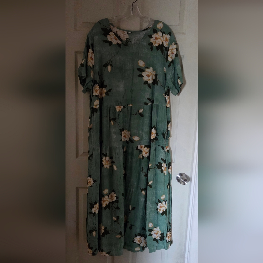 Floral Green Dress 2XL (Flaws)